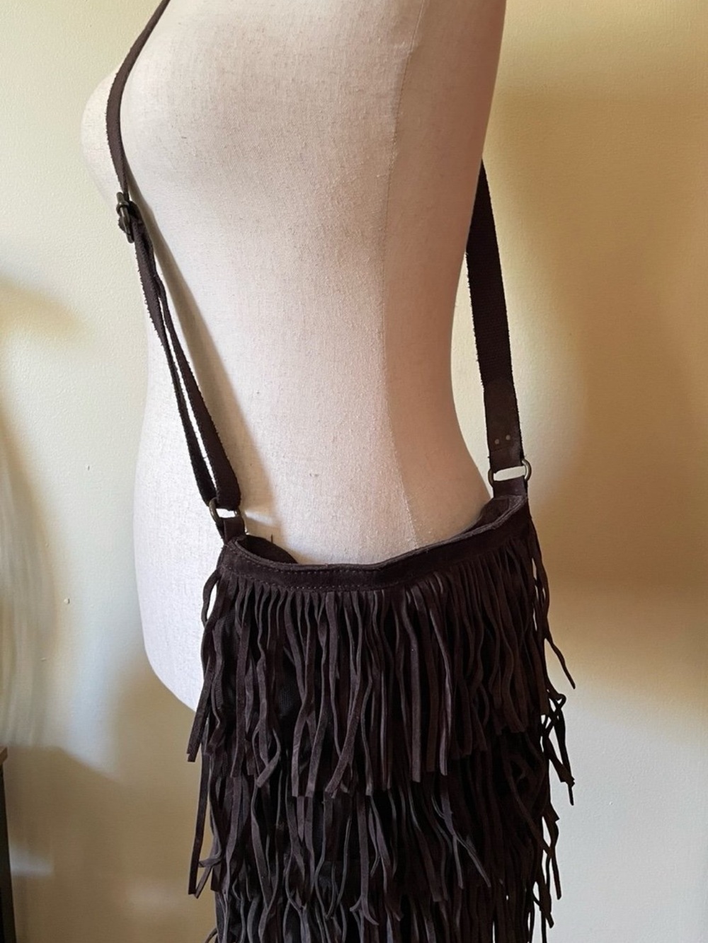 American Eagle Outfitters Dark Brown Fringe Crossbody Bag